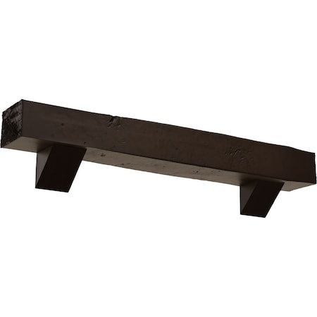 Ekena Millwork Knotty Pine Faux Wood Fireplace ManteL w/Breckinridge Corbels, NaturaL Mahogany, 4"H x 4"D x 48"W MANUKP04X04X48BKNM